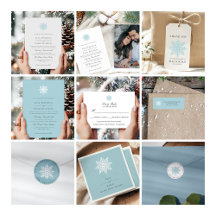 Elegant Snowflake Winter Light Blue Wedding 