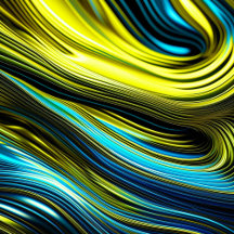 'Blue, Yellow and Black Satin Abstract Ai Art