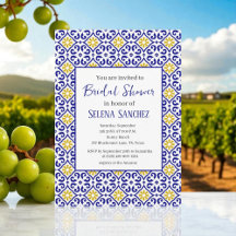 Portuguese tiles blue and yellow Bridal shower