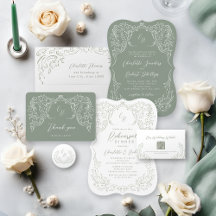 Sage Green Sketched vintage flourish