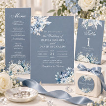 Elegant Dusty Blue Wildflower Wedding Suite
