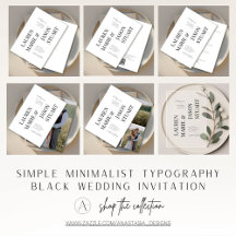 Simple Minimalist Typography Black Wedding Invite