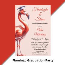 Flamingo Graduation Party Invitations