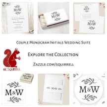 Modern Wedding Couple Monogram Initial Suite