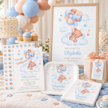 Teddy Bear with Balloons Baby Shower Collection