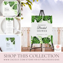 Tropical Bridal Shower Greenery Jungle Watercolor