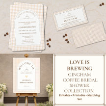 Love is brewing Gingham Coffee bridal shower 