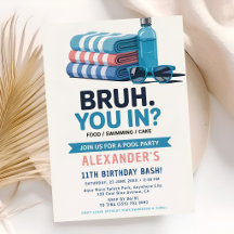 Ultimate Blue Pool Party Boy Birthday Invite