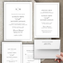 Black and White Elegant Minimalist Border Wedding
