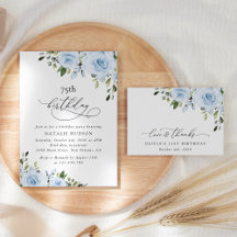 Dusty Blue Flowers Birthday Collection