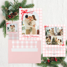 Pink Watercolor Gingham Christmas Suite