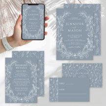 Dusty blue bohemian floral wedding printables