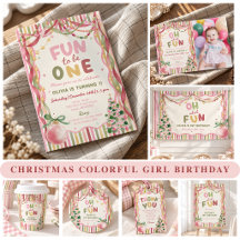 Oh What Fun Christmas Colorful Girl Birthday