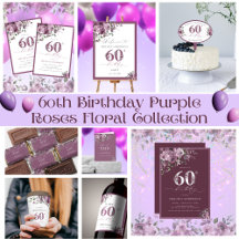 60th Birthday Purple Roses Floral Collection