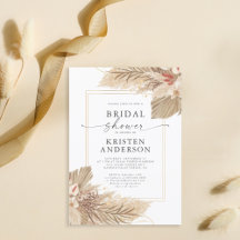 Pampas Grass Dried Palm Watercolor Bridal Shower