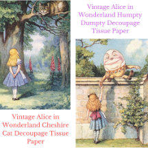 Vintage Alice in Wonderland Decoupage Tissue Paper