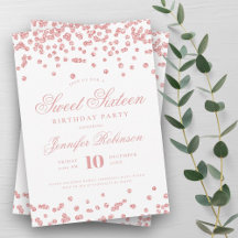 2024 Rose Gold Sweet 16 Invitations 
