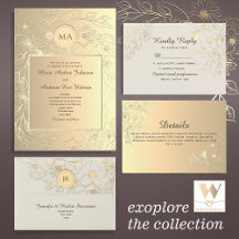 Gilded Floral Gold Wedding Invitation Suite