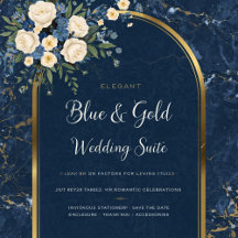 Elegant Blue & Gold Wedding Stationery Suite 