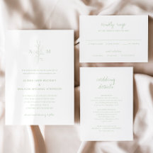 Clean Botanical Elegant Wedding Invitation Suite