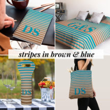 Horizontal Stripes Brown & Blue Monogram 