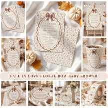Fall In Love Floral Bow Baby Shower