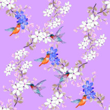 viintage birds purple botanical wallpaper