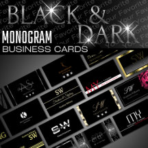 Black Monogram Business Cards - Luxury Classy Glam