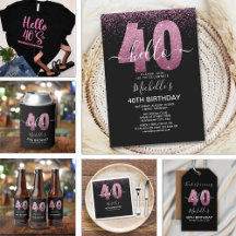 Hello 40! Modern 40th Birthday with Glitter