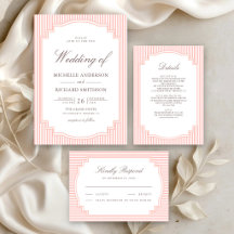 Coral Pink Striped Wedding Suite