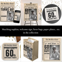60th Birthday Old Newspaper Vintage Party Theme