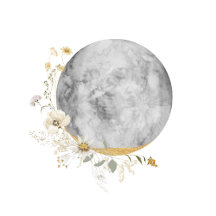 Elegant Full Moon Wildflower Black white Gold