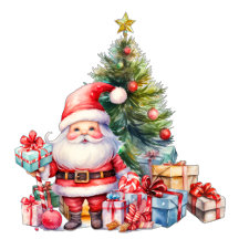 Retro Santa Clause Christmas Tree Holiday Gift