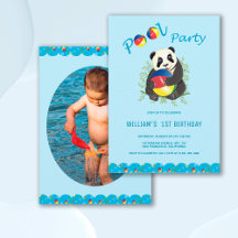 Cute Panda Bear Pool Birthday Party 