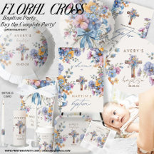 Elegant Modern Baptism with Blue Watercolor Cross