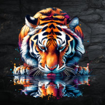 Ai Art Tiger and Reflection in Water