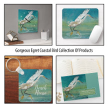 Gorgeous Egret Coastal Bird On Water Art