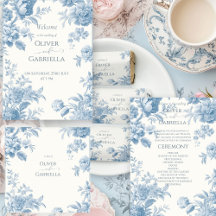 Elegant French toile Blue Floral Wedding