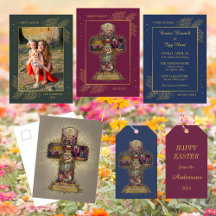 Vintage Religious Christian Floral Easter Cross