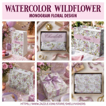 Watercolor Wildflower Monogram Gift Wrap Design