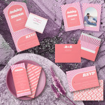 Pink retro sunrays groovy 70's inspired wedding