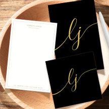 Monogram Black Gold Calligraphy Script Initials