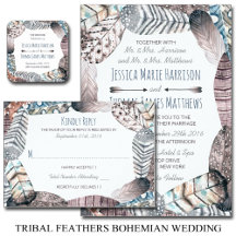 Modern Tribal Feathers Bohemian Wedding