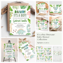Cute Dino Jungle Baby Shower Set