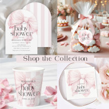 Cute Pink Bow Girl Baby Shower