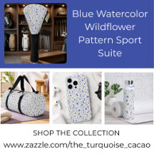 Blue Watercolor Wildflower Pattern Sport Suite