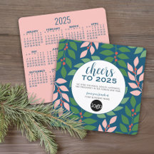 Modern Business Holiday Cards with 2025 Calendar