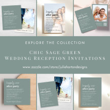 Chic Sage Green Wedding Reception Invitations