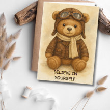 Vintage Teddy Bear Pilot Airplane Cards,Gifts