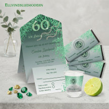 Whimsical Green Glitter   60th Birthday